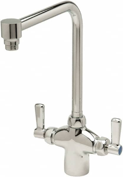 Zurn - Bent Riser, Two Handle, Chrome Plated Single Hole Mount, Laboratory Faucet - Lever Handle - Americas Tooling