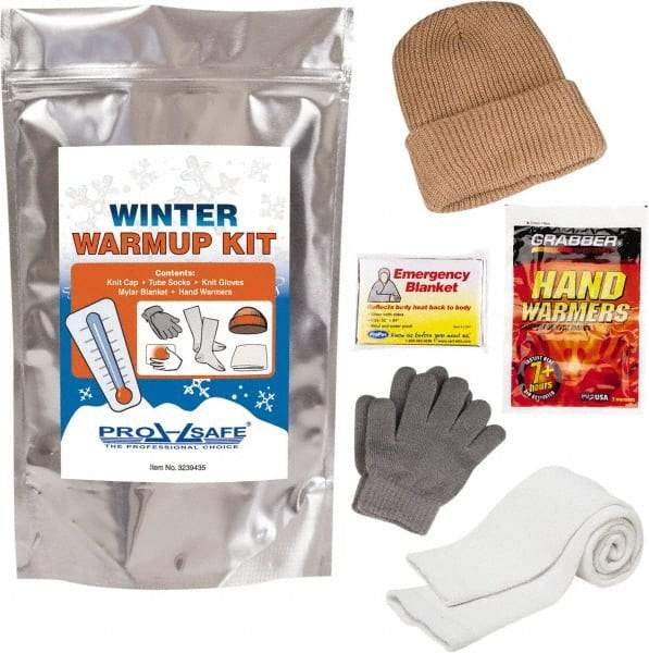 PRO-SAFE - Emergency Preparedness Kits Type: Winter Warm Up Kit Contents: Knit Stocking Cap; Gloves; Tube Socks; Emergency Blanket; (2) Hand Warmers - Americas Tooling