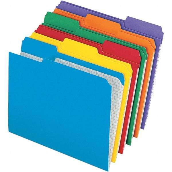 Pendaflex - 9-1/2 x 11-5/8", Letter Size, Assorted Colors, File Folders with Top Tab - 11 Point Stock, Assorted Tab Cut Location - Americas Tooling