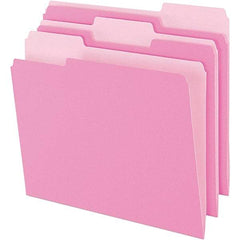 Pendaflex - 9-1/2 x 11-5/8", Letter Size, Pink, File Folders with Top Tab - 11 Point Stock, Assorted Tab Cut Location - Americas Tooling