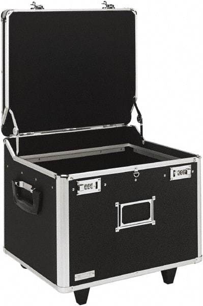 Vaultz - 1 Compartment, 15-1/4" Wide x 11-1/2" High x 12-1/4" Deep, Portable Storage Box - Aluminum, Chrome & PVC, Black - Americas Tooling