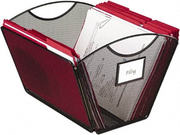 Safco - 1 Compartment, 12-1/2" Wide x 9-1/2" High x 13-3/4" Deep, File Storage Boxes - Steel & Mesh, Black - Americas Tooling