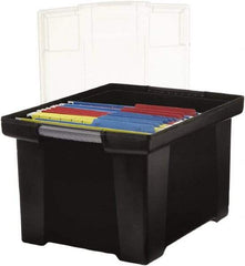 Storex - 1 Compartment, 18-1/2" Wide x 10-7/8" High x 14-1/4" Deep, Portable Storage Box - Plastic, Black/Clear - Americas Tooling