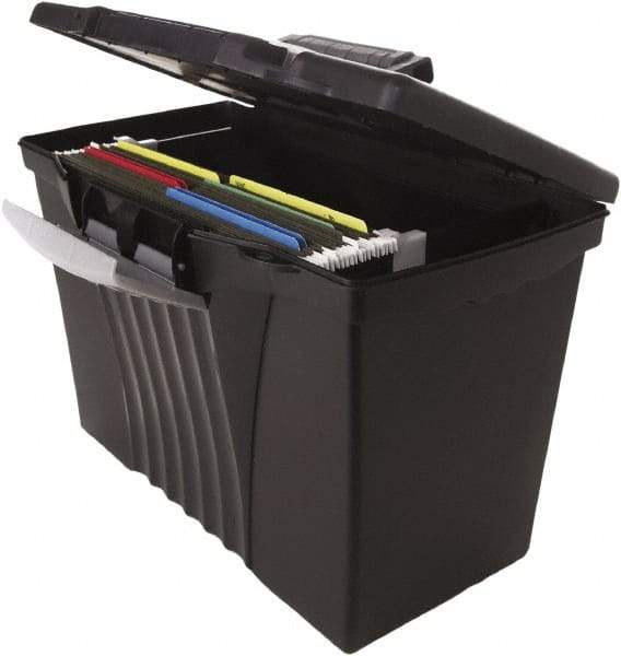 Storex - 1 Compartment, 14-1/2" Wide x 12" High x 10-1/2" Deep, File Storage Boxes - Plastic, Black - Americas Tooling