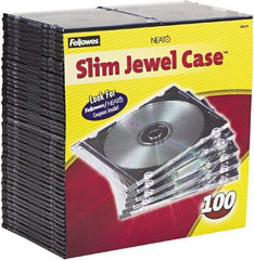 FELLOWES - 1 Compartment, 5-5/8" Wide x 4-15/16" High x 3/16" Deep, CD Case - Plastic, Clear/Black - Americas Tooling