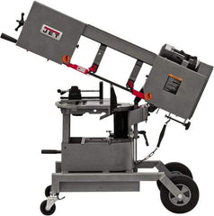 Jet - 6-1/2 x 8" Max Capacity, Manual Step Pulley Horizontal Bandsaw - 64, 132 & 247 SFPM Blade Speed, 115/230 Volts, 90°, 3/4 hp, 1 Phase - Americas Tooling