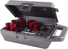 M.K. MORSE - 7 Piece, 7/8" to 1-1/2" Saw Diam, Mechanic's Hole Saw Kit - Bi-Metal, Toothed Edge, Pilot Drill Model No. MAPD301, Includes 2 Hole Saws - Americas Tooling