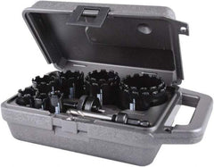 M.K. MORSE - 11 Piece, 3/4" to 2-1/2" Saw Diam, Hole Saw Kit - Carbide Grit, Gulleted Edge, Pilot Drill Model No. MAPD301, Includes 3 Hole Saws - Americas Tooling