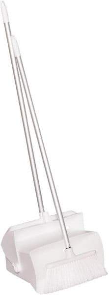 Remco - 14" Wide x 7-1/8" Deep x 47-1/2" High Upright Dustpan with Broom - Plastic Body, 37" Aluminum Handle, White - Americas Tooling