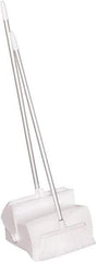 Remco - 14" Wide x 7-1/8" Deep x 47-1/2" High Upright Dustpan with Broom - Plastic Body, 37" Aluminum Handle, White - Americas Tooling