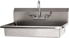 SANI-LAV - 27" Long x 16-1/2" Wide Inside, 1 Compartment, Grade 304 Stainless Steel (2) Person ADA Wash-Station with Manual Faucet - 16 Gauge, 30" Long x 20" Wide x 21-1/2" High Outside, 5-1/2" Deep - Americas Tooling