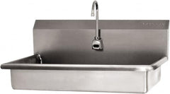 SANI-LAV - 27" Long x 16-1/2" Wide Inside, 1 Compartment, Grade 304 Stainless Steel (2) Person ADA Wash-Station with Electronic Faucet - 16 Gauge, 30" Long x 20" Wide x 21-1/2" High Outside, 5-1/2" Deep - Americas Tooling