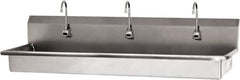 SANI-LAV - 65" Long x 16-1/2" Wide Inside, 1 Compartment, Grade 304 Stainless Steel (2) Person Wash-Station with Single Foot Valves - 16 Gauge, 68" Long x 20" Wide x 21-1/2" High Outside, 5-1/2" Deep - Americas Tooling