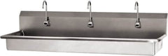 SANI-LAV - 65" Long x 16-1/2" Wide Inside, 1 Compartment, Grade 304 Stainless Steel (2) Person Wash-Station with Double Foot Valves - 16 Gauge, 68" Long x 20" Wide x 21-1/2" High Outside, 5-1/2" Deep - Americas Tooling