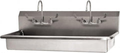 SANI-LAV - 45" Long x 16-1/2" Wide Inside, 1 Compartment, Grade 304 Stainless Steel (3) Person ADA Wash-Station with Manual Faucet - 16 Gauge, 48" Long x 20" Wide x 21-1/2" High Outside, 5-1/2" Deep - Americas Tooling