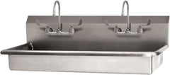 SANI-LAV - 45" Long x 16-1/2" Wide Inside, 1 Compartment, Grade 304 Stainless Steel (3) Person ADA Wash-Station with Electronic Faucet - 16 Gauge, 48" Long x 20" Wide x 21-1/2" High Outside, 5-1/2" Deep - Americas Tooling