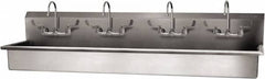 SANI-LAV - 77" Long x 16-1/2" Wide Inside, 1 Compartment, Grade 304 Stainless Steel (4) Person Wash-Station with Manual Faucet - 16 Gauge, 80" Long x 20" Wide x 18" High Outside, 8" Deep - Americas Tooling