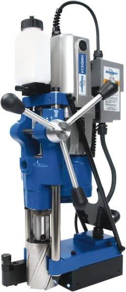 Hougen - 3/4" Chuck, 4" Travel, Portable Magnetic Drill Press - 70, 120, 200 & 332 RPM, 6.75 Amps, 1553 Watts, 230 Volts, 2' Cord Length - Americas Tooling