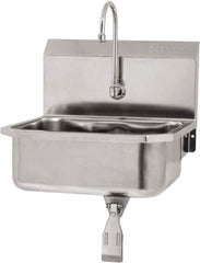 SANI-LAV - 17" Long x 14" Wide Inside, 1 Compartment, Grade 304 Stainless Steel Hand Sink Wall Mount with Knee Valve - 18 Gauge, 19" Long x 18" Wide x 21" High Outside, 7" Deep - Americas Tooling