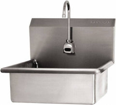 SANI-LAV - 19" Long x 15-1/2" Wide Inside, 1 Compartment, Grade 304 Stainless Steel Hand Sink Wall Mount with Electronic Faucet - 16 Gauge, 23" Long x 20" Wide x 20-1/2" High Outside, 5" Deep - Americas Tooling