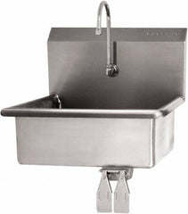 SANI-LAV - 19" Long x 15-1/2" Wide Inside, 1 Compartment, Grade 304 Stainless Steel Hand Sink Wall Mount with Double Knee Valve - 16 Gauge, 23" Long x 20" Wide x 20-1/2" High Outside, 5" Deep - Americas Tooling