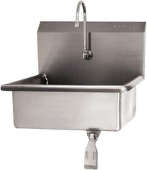 SANI-LAV - 19" Long x 15-1/2" Wide Inside, 1 Compartment, Grade 304 Stainless Steel Hand Sink Wall Mount with Single Knee Valve - 16 Gauge, 23" Long x 20" Wide x 20-1/2" High Outside, 5" Deep - Americas Tooling