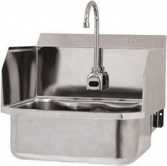 SANI-LAV - 17" Long x 14" Wide Inside, 1 Compartment, Grade 304 Stainless Steel Hand Sink Wall Mount with Electronic Faucet - 18 Gauge, 19" Long x 18" Wide x 21" High Outside, 7" Deep - Americas Tooling