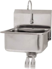 SANI-LAV - 19" Long x 16" Wide Inside, 1 Compartment, Grade 304 Stainless Steel Hand Sink Wall Mount with Double Knee Valve - 18 Gauge, 21" Long x 20" Wide x 24" High Outside, 10" Deep - Americas Tooling