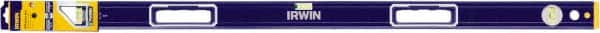 Irwin - Magnetic 48" Long 3 Vial Box Beam Level - Aluminum, Blue/Yellow, 1 Level & 2 Plumb Vials - Americas Tooling