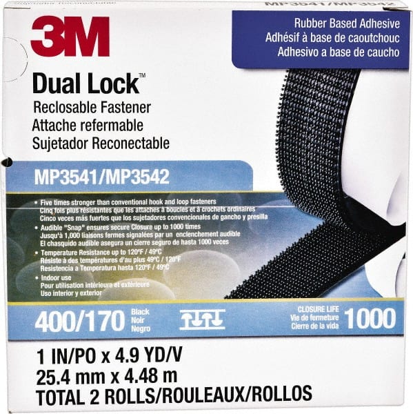 3M - 1" x 5 Yd Adhesive Backed Dual Lock Hook & Loop Roll - Americas Tooling