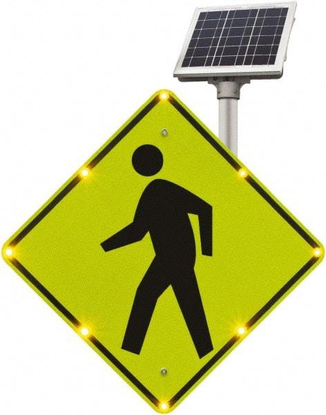 TAPCO - "Pedestrian Crossing", 48" Wide x 48" High, Aluminum Construction Roadway Signs - 0.08" Thick, Fluorescent Yellow, Green, Black, Diamond Grade Reflectivity, Diamond, Post Mount - Americas Tooling