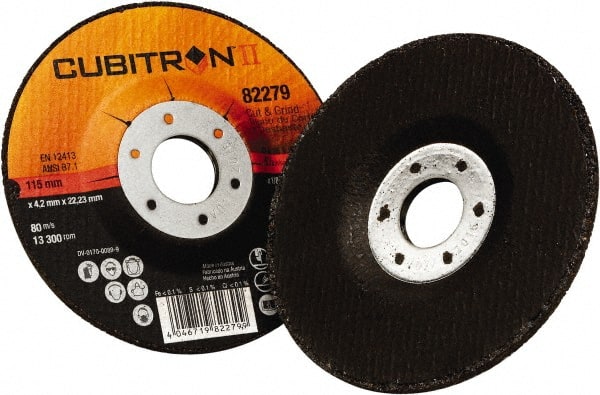 3M - 36 Grit, 4-1/2" Diam x 1/8" Thick x 7/8" Arbor, Type 27 Depressed Center Wheel - Americas Tooling