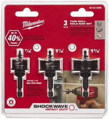 Milwaukee Tool - 3 Piece, 7/8" to 1-3/8" Saw Diam, Impact Rated Hole Saw Kit - Bi-Metal, Toothed Edge, Includes 3 Hole Saws - Americas Tooling