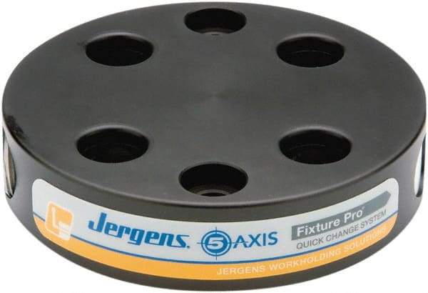 Jergens - Round Aluminum CNC Clamping Pallet - 130mm Diam x 30mm Thick - Americas Tooling