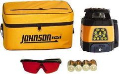 Johnson Level & Tool - 1,500' (Exterior) Measuring Range, 1/8" at 100' Accuracy, Self-Leveling Rotary Laser - 200, 500 RPM, 2 Beams, C Battery Included - Americas Tooling