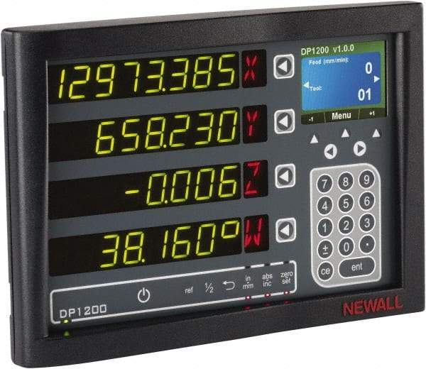 Newall - 2 Axis, 20" X-Axis Travel, 200" Z-Axis Travel, Lathe DRO System - 5µm/10µm Resolution, 10µm Accuracy, Digital Display - Americas Tooling