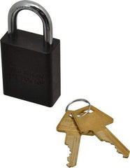 American Lock - Keyed Different Conductive Lockout Padlock - 1" Shackle Clearance, 1/4" Shackle Diam, 1.8" Body Height x 1-1/2" Body Width, Black, 5 Pins - Americas Tooling