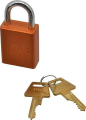 American Lock - Keyed Different Conductive Lockout Padlock - 1" Shackle Clearance, 1/4" Shackle Diam, 1.8" Body Height x 1-1/2" Body Width, Orange, 5 Pins - Americas Tooling