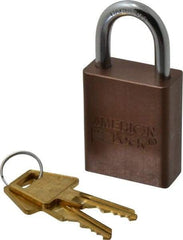 American Lock - Keyed Different Conductive Lockout Padlock - 1" Shackle Clearance, 1/4" Shackle Diam, 1.8" Body Height x 1-1/2" Body Width, Brown, 5 Pins - Americas Tooling