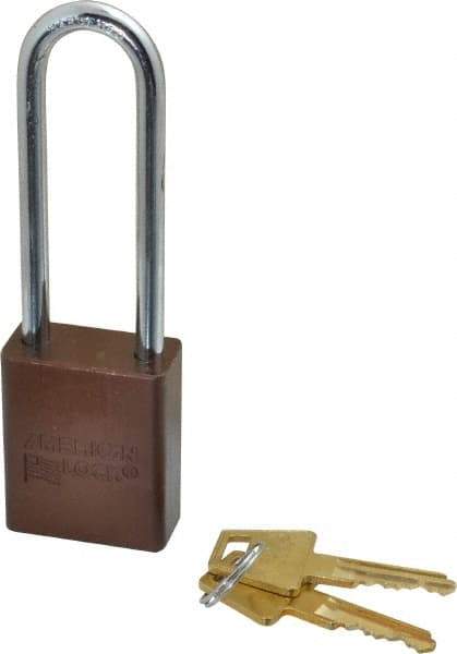 American Lock - Keyed Alike Conductive Lockout Padlock - 3" Shackle Clearance, 1/4" Shackle Diam, 1.8" Body Height x 1-1/2" Body Width, Brown, 5 Pins - Americas Tooling