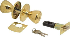 Value Collection - Bright Brass Entry Knob Lockset - 2-3/8" Back Set, 5-Pin Brass Tumbler Cylinder - Americas Tooling