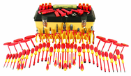 80 Piece - Insulated Tool Set with Pliers; Cutters; Nut Drivers; Screwdrivers; T Handles; Knife; Sockets & 3/8" Drive Ratchet w/Extension; Adjustable Wrench; Ruler - Americas Tooling