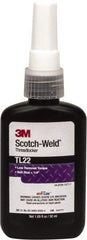 3M - 50 mL Bottle, Purple, Low Strength Liquid Threadlocker - Series TL22, 24 hr Full Cure Time, Hand Tool Removal - Americas Tooling