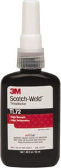 3M - 50 mL Bottle, Red, High Strength Liquid Threadlocker - Series TL72, 24 hr Full Cure Time, Hand Tool, Heat Removal - Americas Tooling