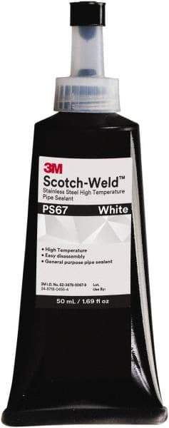 3M - 50 mL Tube White Pipe Sealant - Dimethacrylate, 400°F Max Working Temp, For Seal Hydraulic & Pneumatic Pipes & Fittings - Americas Tooling