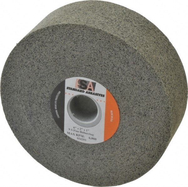 Standard Abrasives - 6" Diam, 1" Center Hole, Fine Grade, Silicon Carbide Deburring Wheel - Americas Tooling