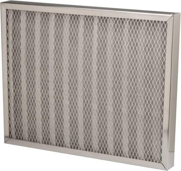 Made in USA - 16" Noml Height x 20" Noml Width x 2" Noml Depth, 76% Capture Efficiency, Permanent Air Filter - MERV 7, Aluminum Cloth & Mesh, Integrated Aluminum Frame, 300 Max FPM, 1,000 CFM, For Any Unit - Americas Tooling