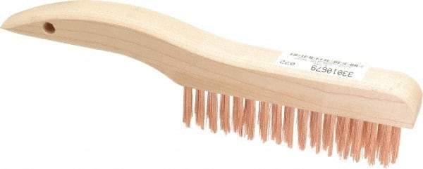 Ampco - 4 Rows x 16 Columns Bronze Shoe Handle Wire Brush - 10" OAL, 1-1/8" Trim Length, Wood Shoe Handle - Americas Tooling