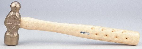 Ampco - 1-1/2 Lb Head Bronze Nonsparking Ball Pein Hammer - Hickory Handle - Americas Tooling