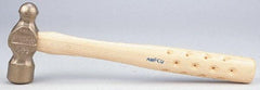 Ampco - 2 Lb Head Bronze Nonsparking Ball Pein Hammer - Hickory Handle - Americas Tooling